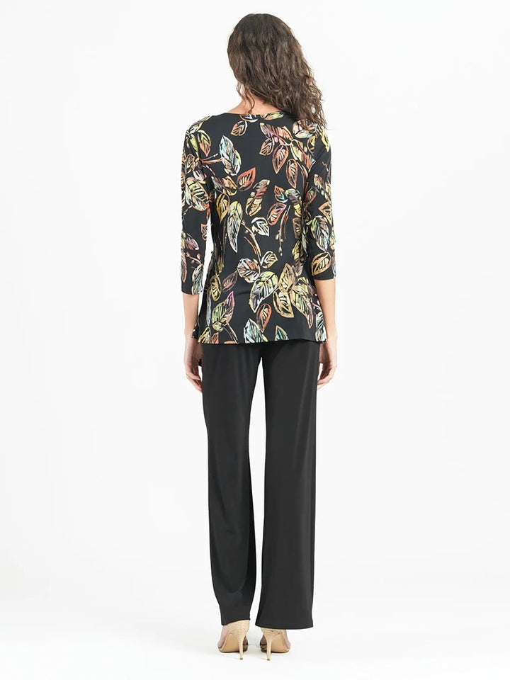 Leaf Colour Burst Faux Wrap Top