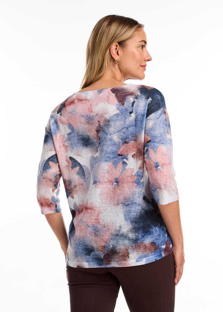 Leaf Pile Print Drop Shoulder Top