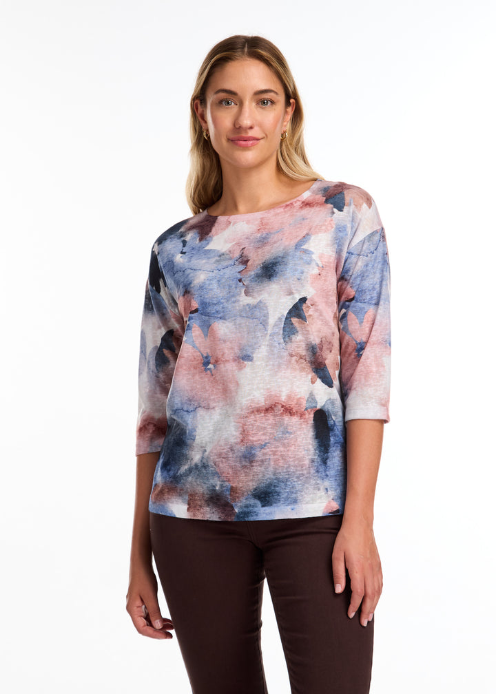 Leaf Pile Print Drop Shoulder Top