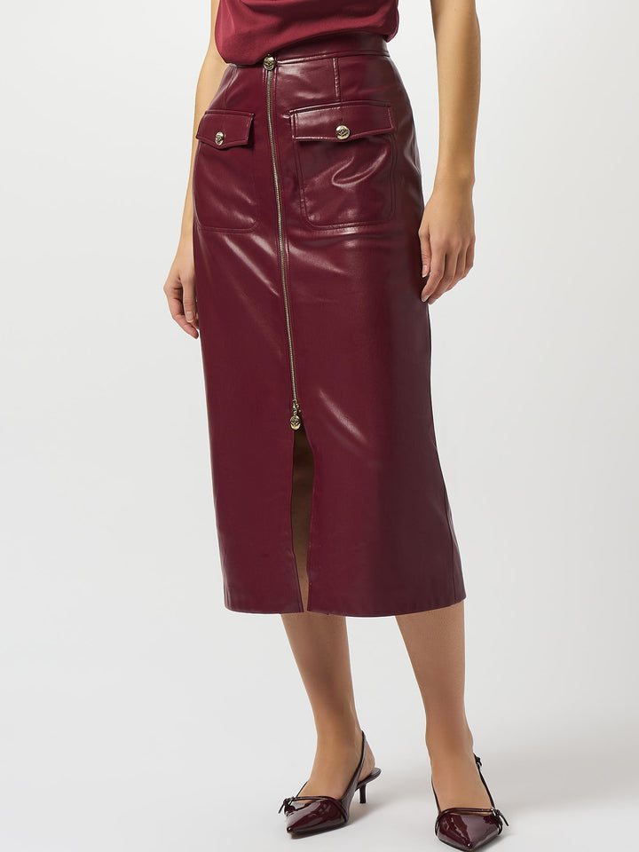 Leatherette Long Pencil Skirt