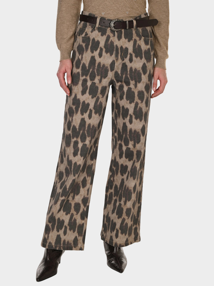 Leopard Print Wide Leg Pant