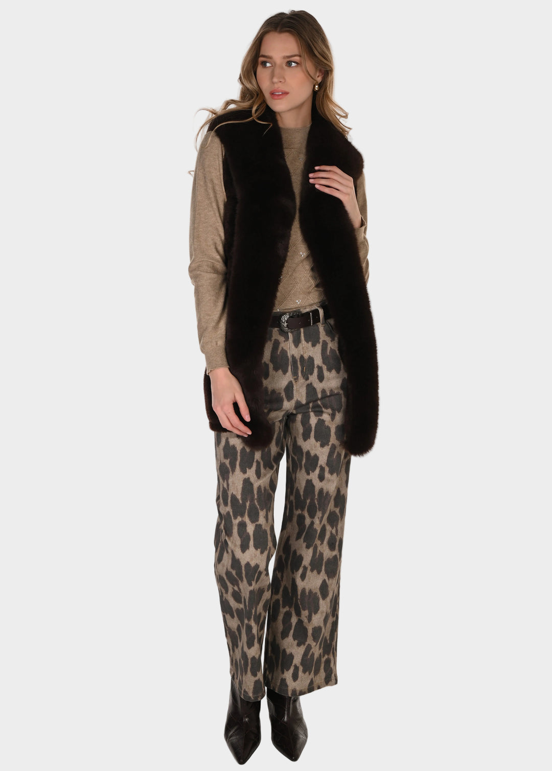 Leopard Print Wide Leg Pant