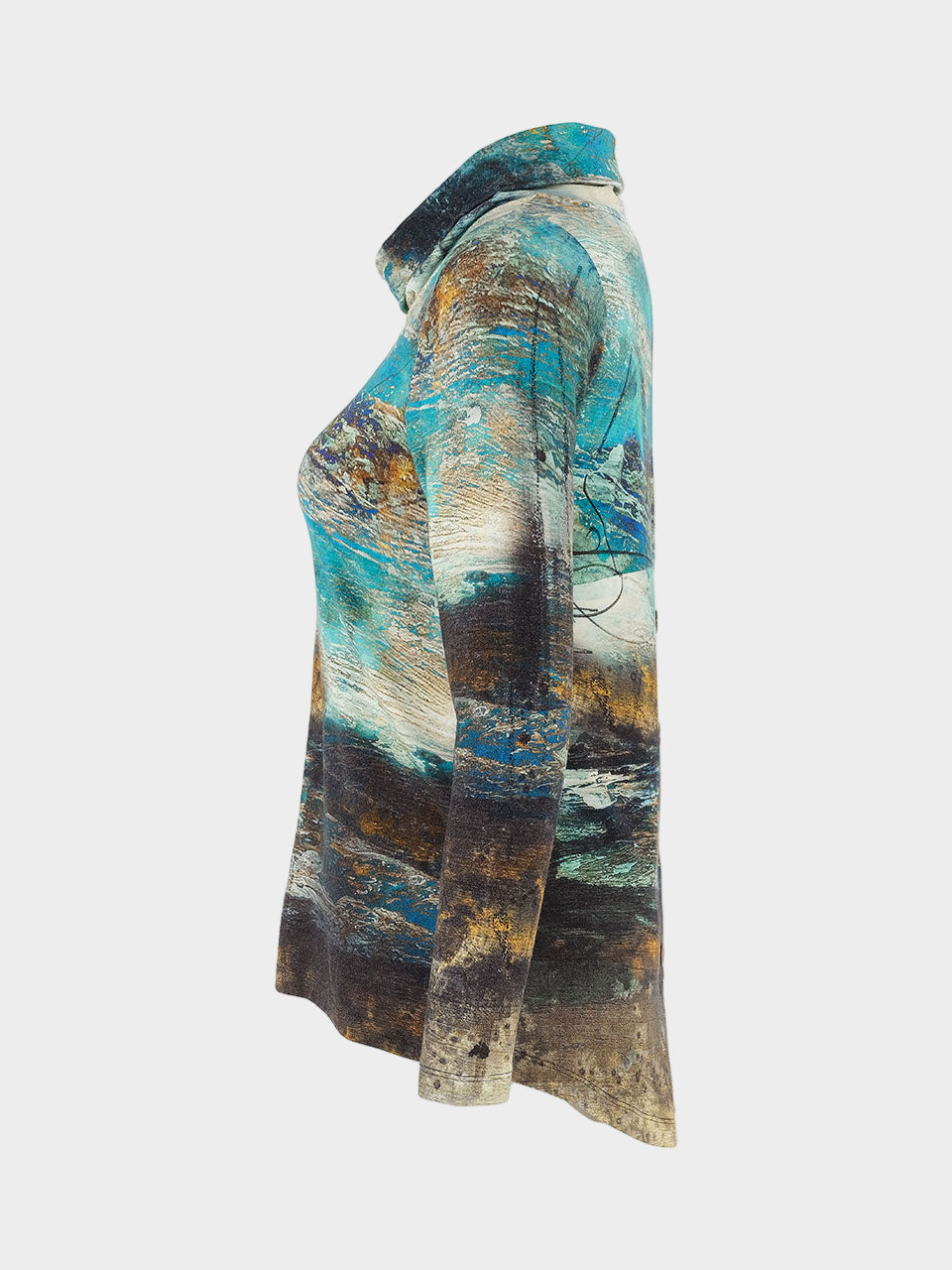 Life is Too Short Print Cowl Neck Top