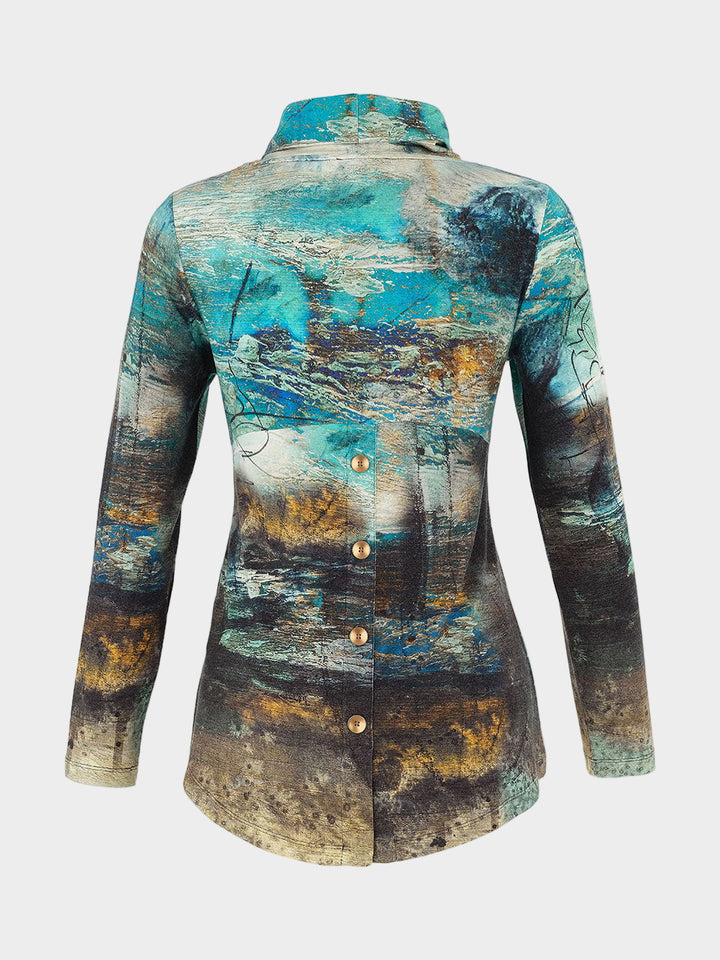 Life is Too Short Print Cowl Neck Top