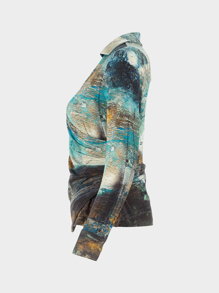 Life is Too Short Print Side Ruched Top