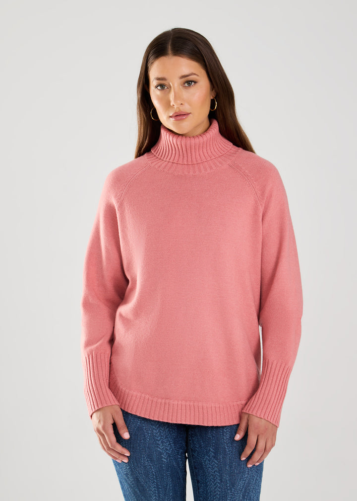 Light Coral Cowl Neck Sweater