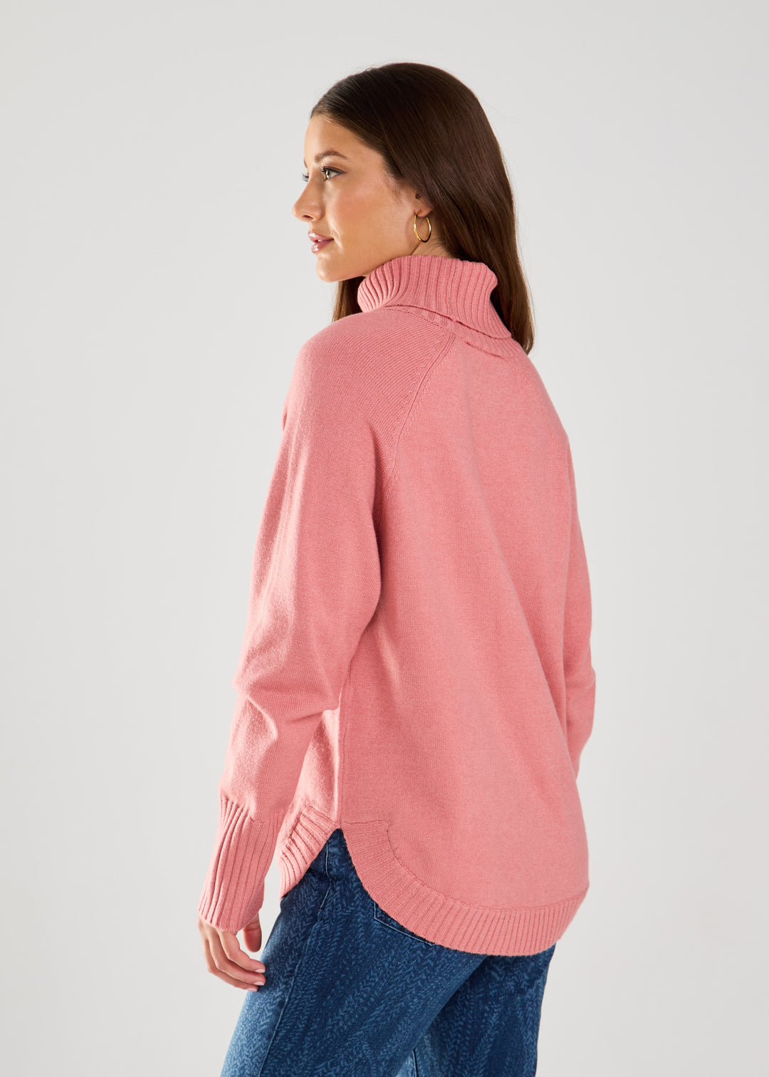 Light Coral Cowl Neck Sweater