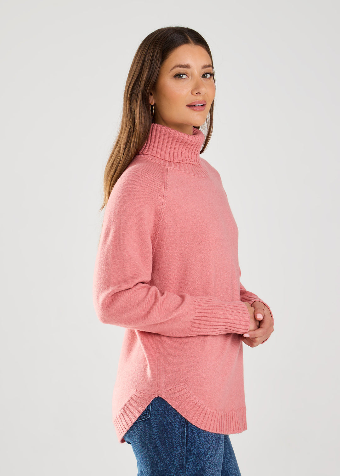 Light Coral Cowl Neck Sweater