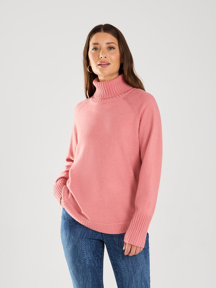 Light Coral Cowl Neck Sweater