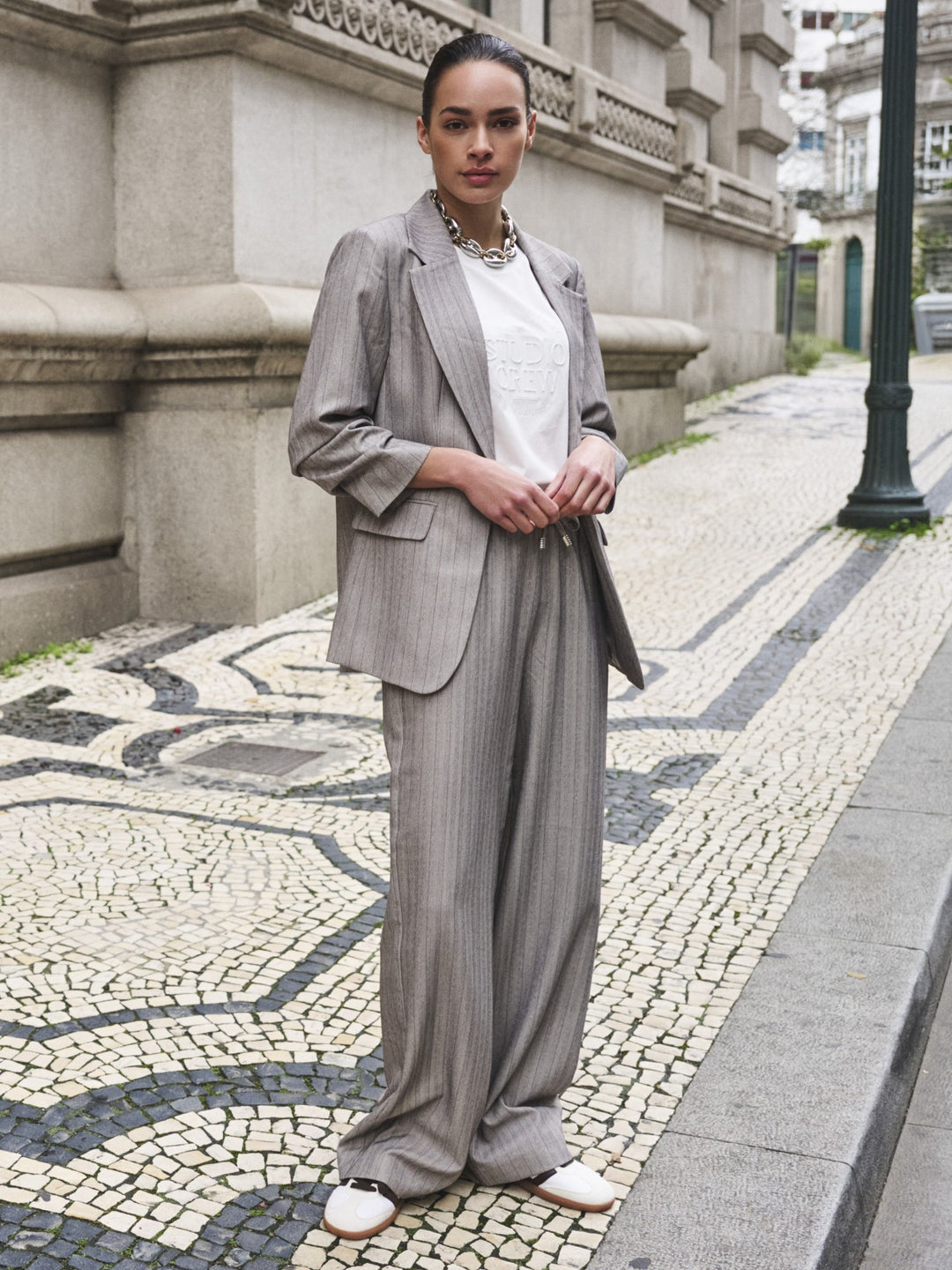 Light Grey Herringbone Blazer