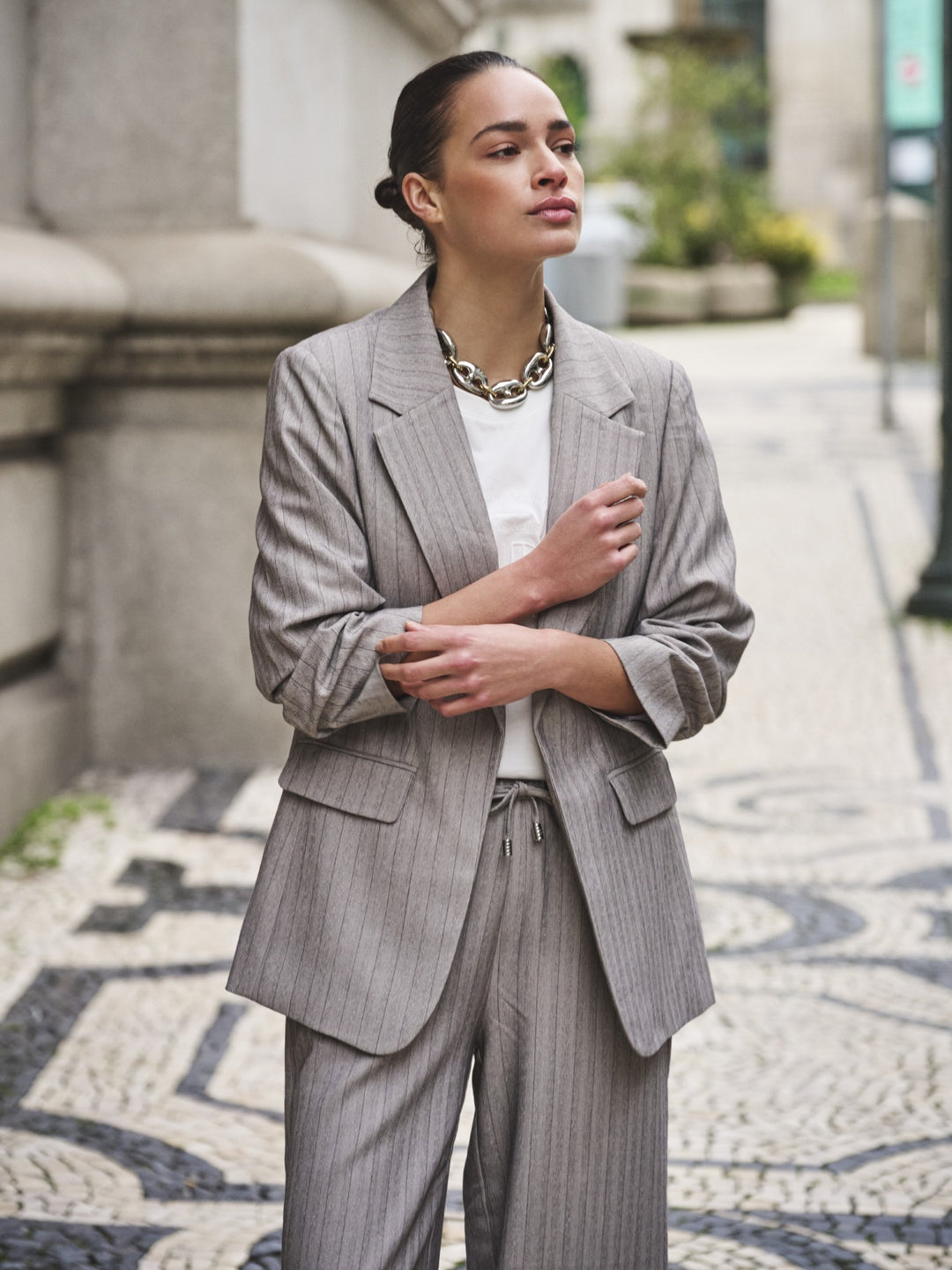 Light Grey Herringbone Blazer