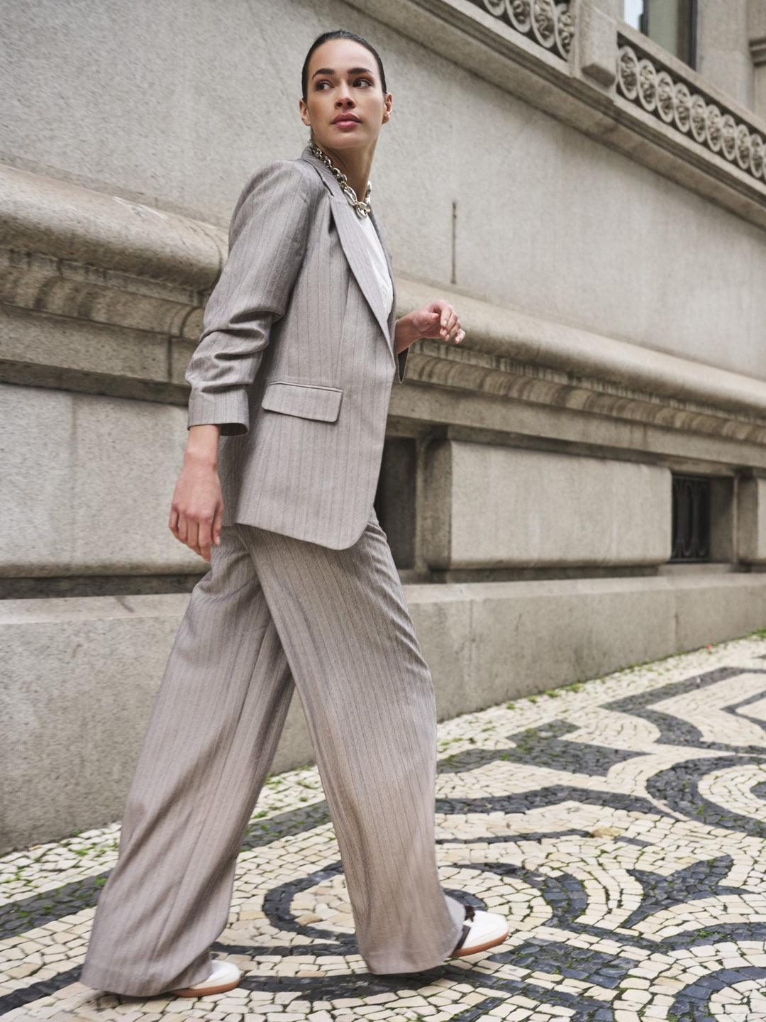 Light Grey Herringbone Blazer