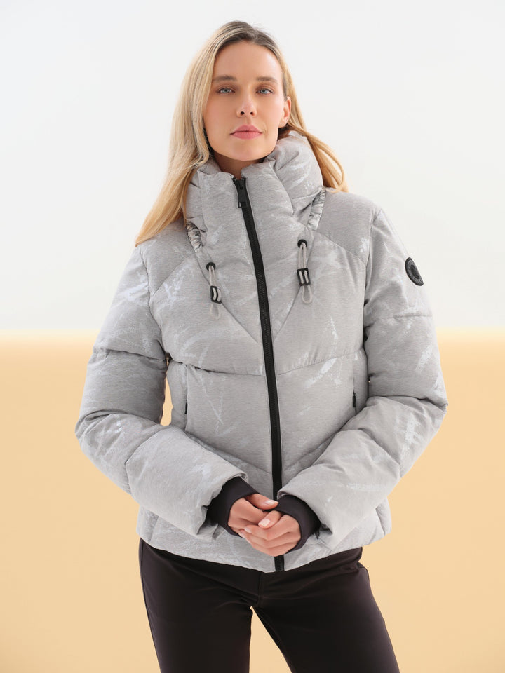 Light Grey Metallic Puffer Coat