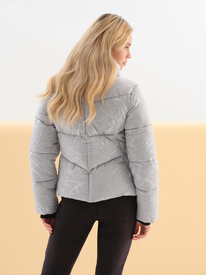 Light Grey Metallic Puffer Coat