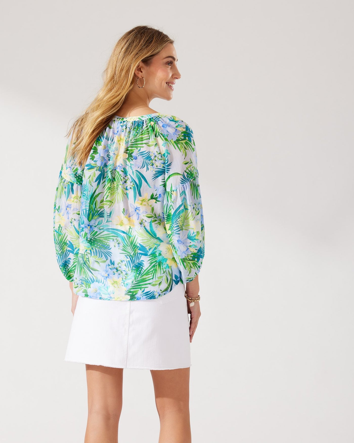 Light Sky Seaside Blooms Top