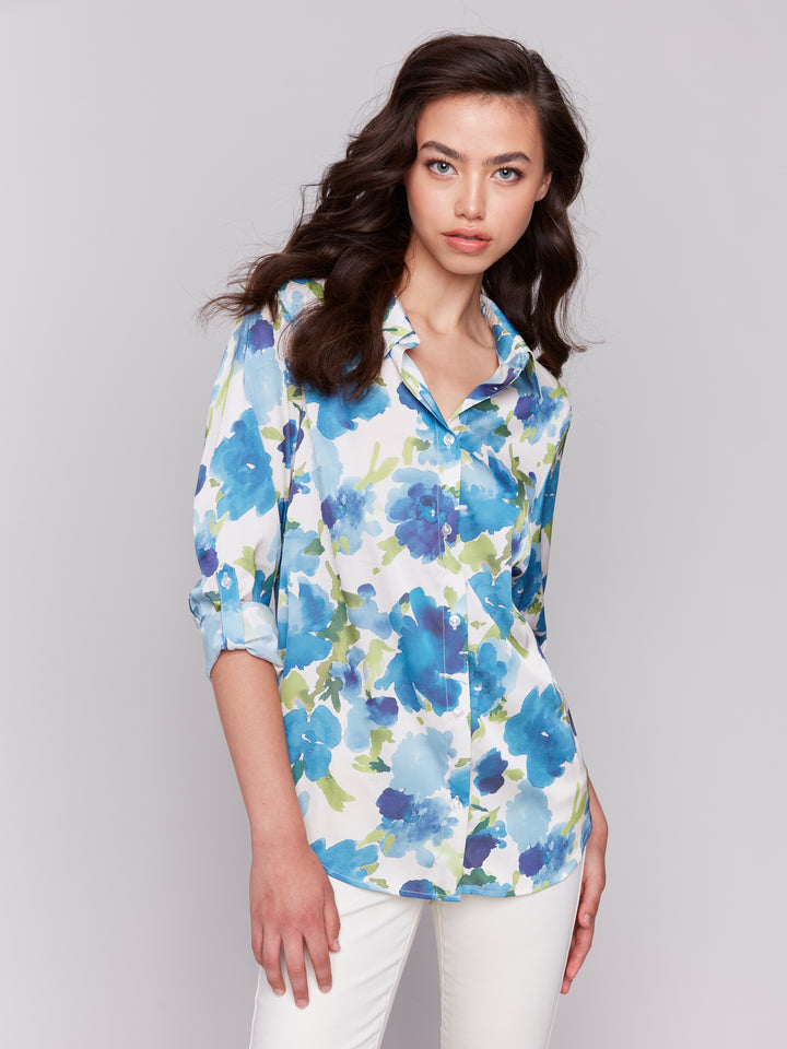 Lime Print Satin Shirt