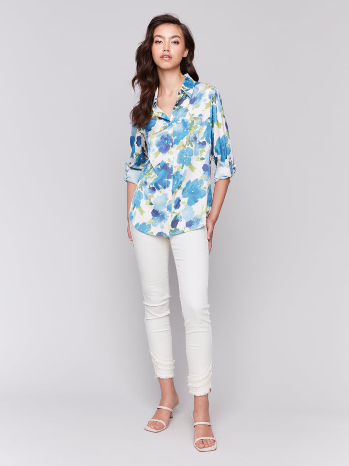 Lime Print Satin Shirt