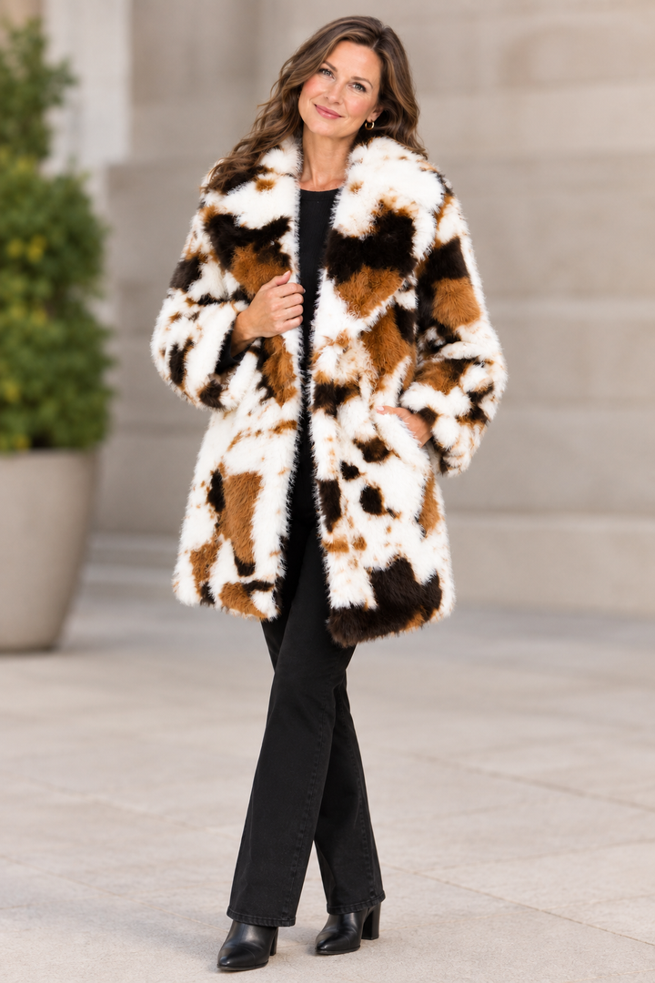 Lux Pony Print Faux Fur Coat