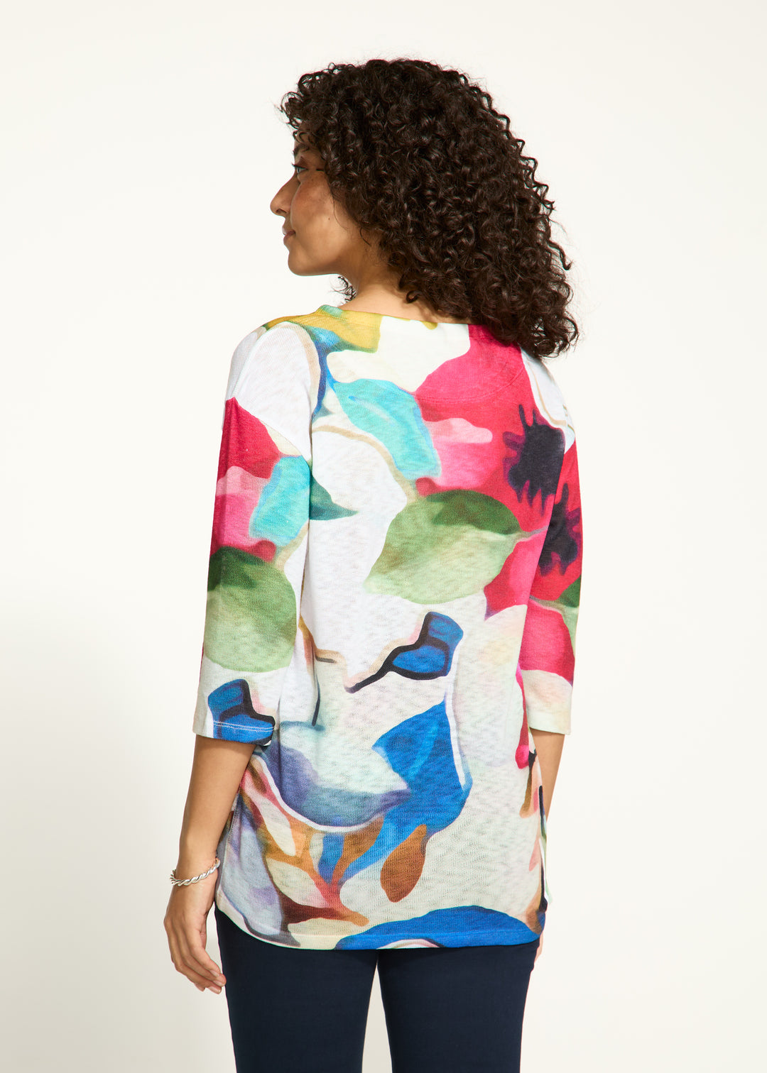 Macro Print Boat Neck Top