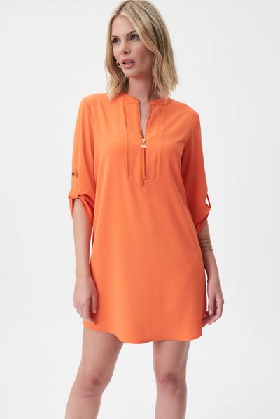 Mandarin Collar Front Zip Dress