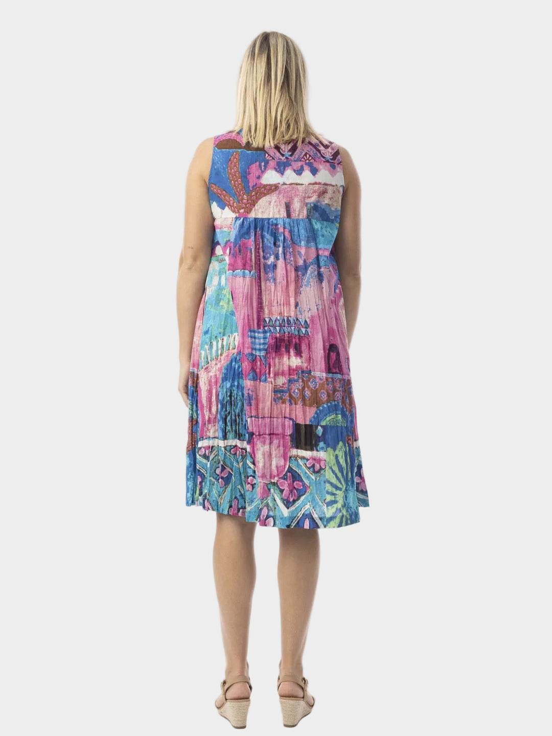 Marakesh Print Pintuck Crinkle Dress