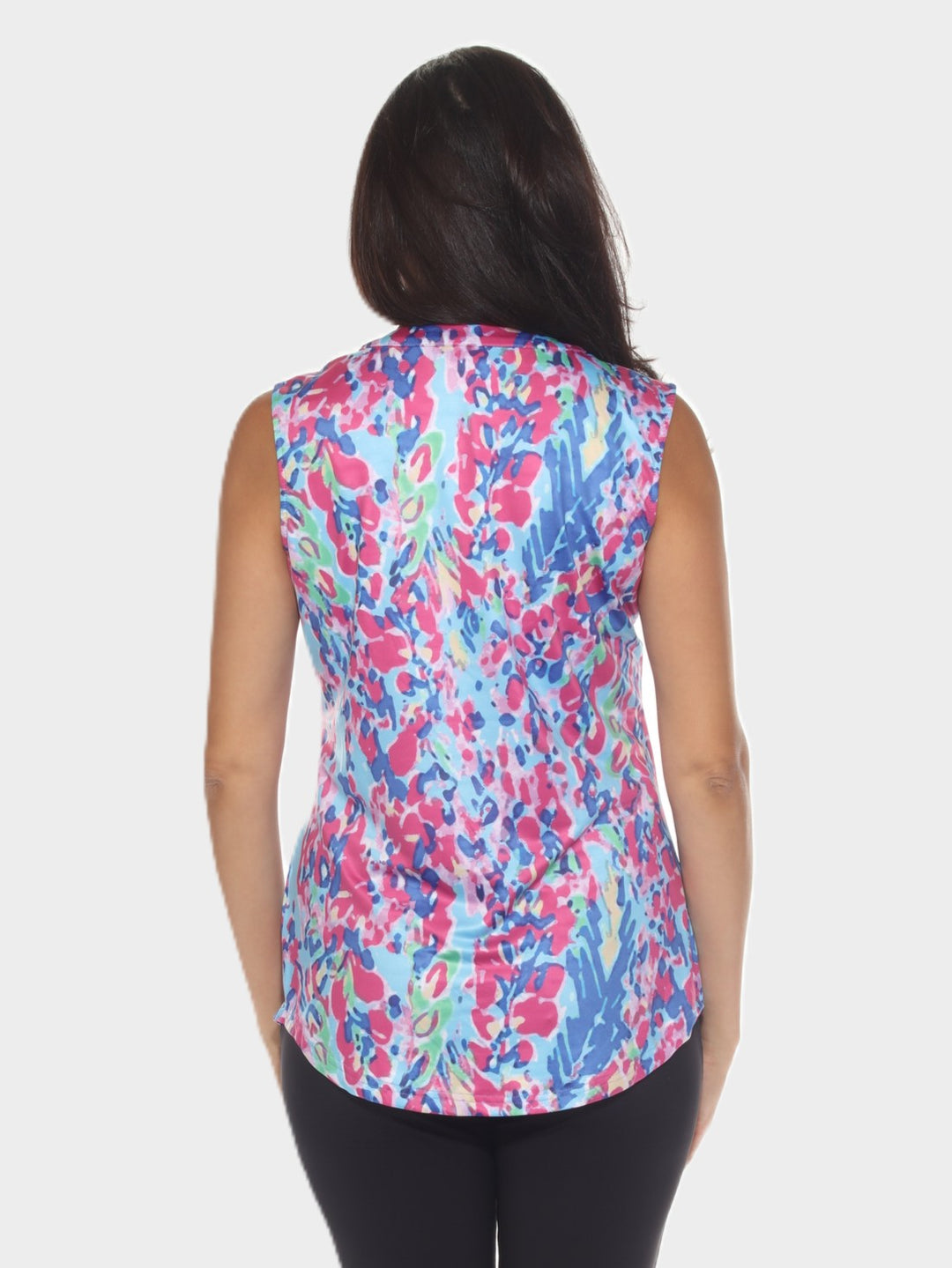 Marble Print Notch Neck Top
