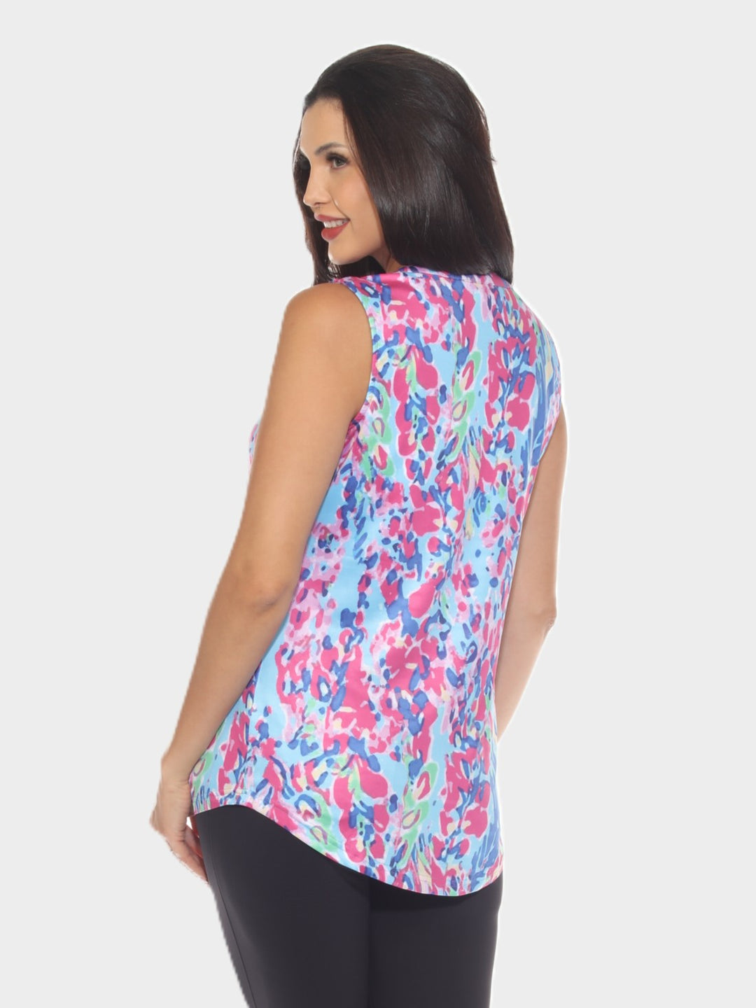 Marble Print Notch Neck Top