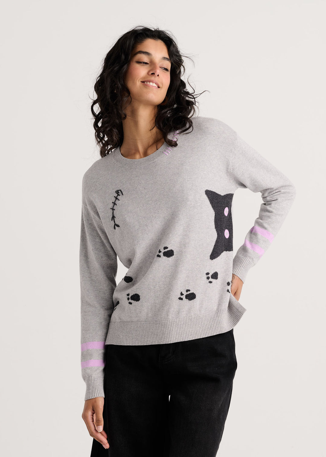 Marl Cheeky Cat Sweater