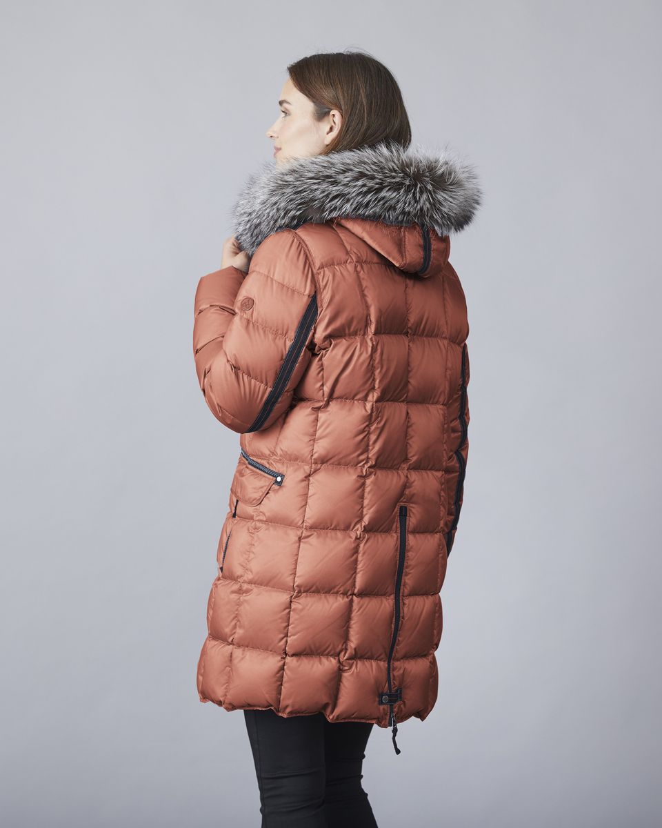 Mary Rust Down Coat With Fur Trimmed Hood