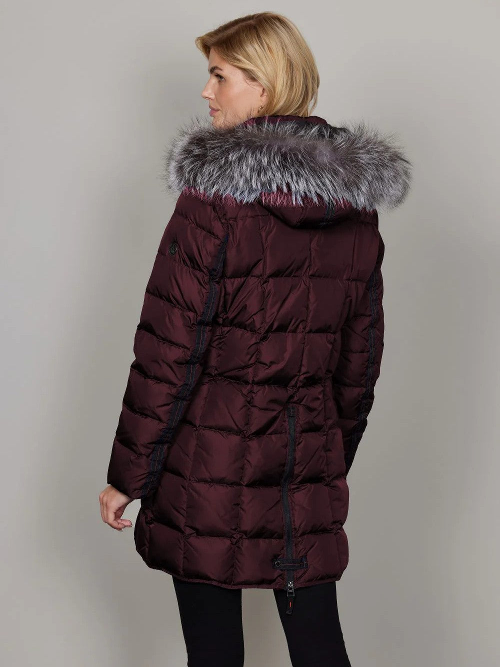 Mary Wine Down Coat With Fur Trimmed Hood