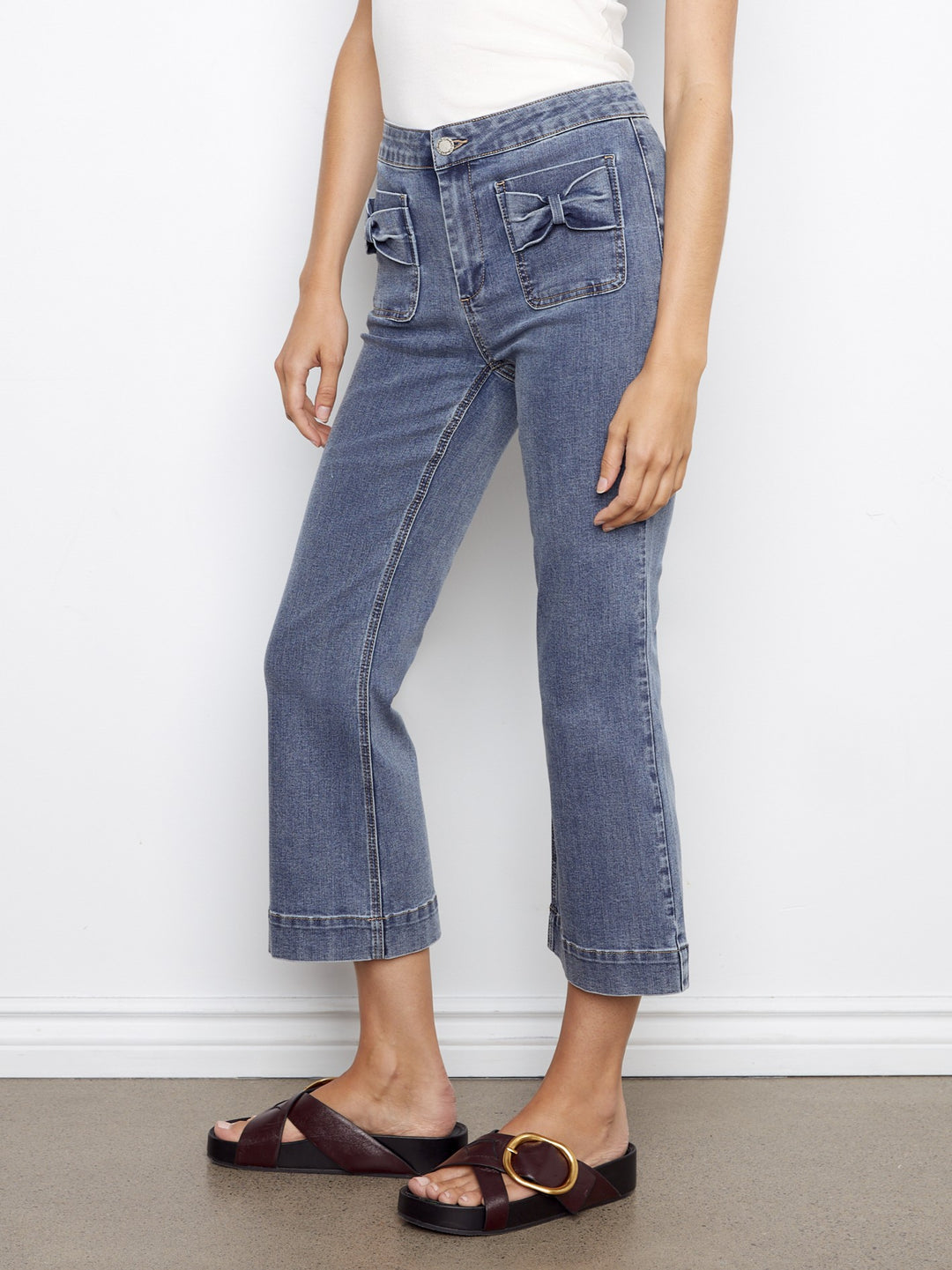 Medium Blue Bow Patch Pocket Jean