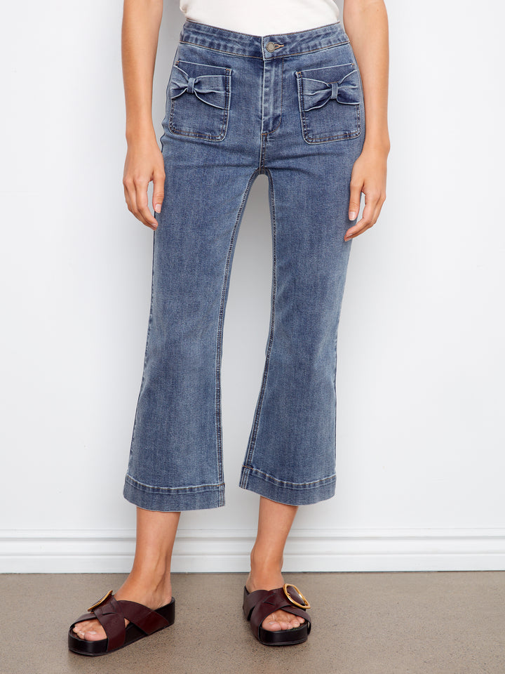Medium Blue Bow Patch Pocket Jean