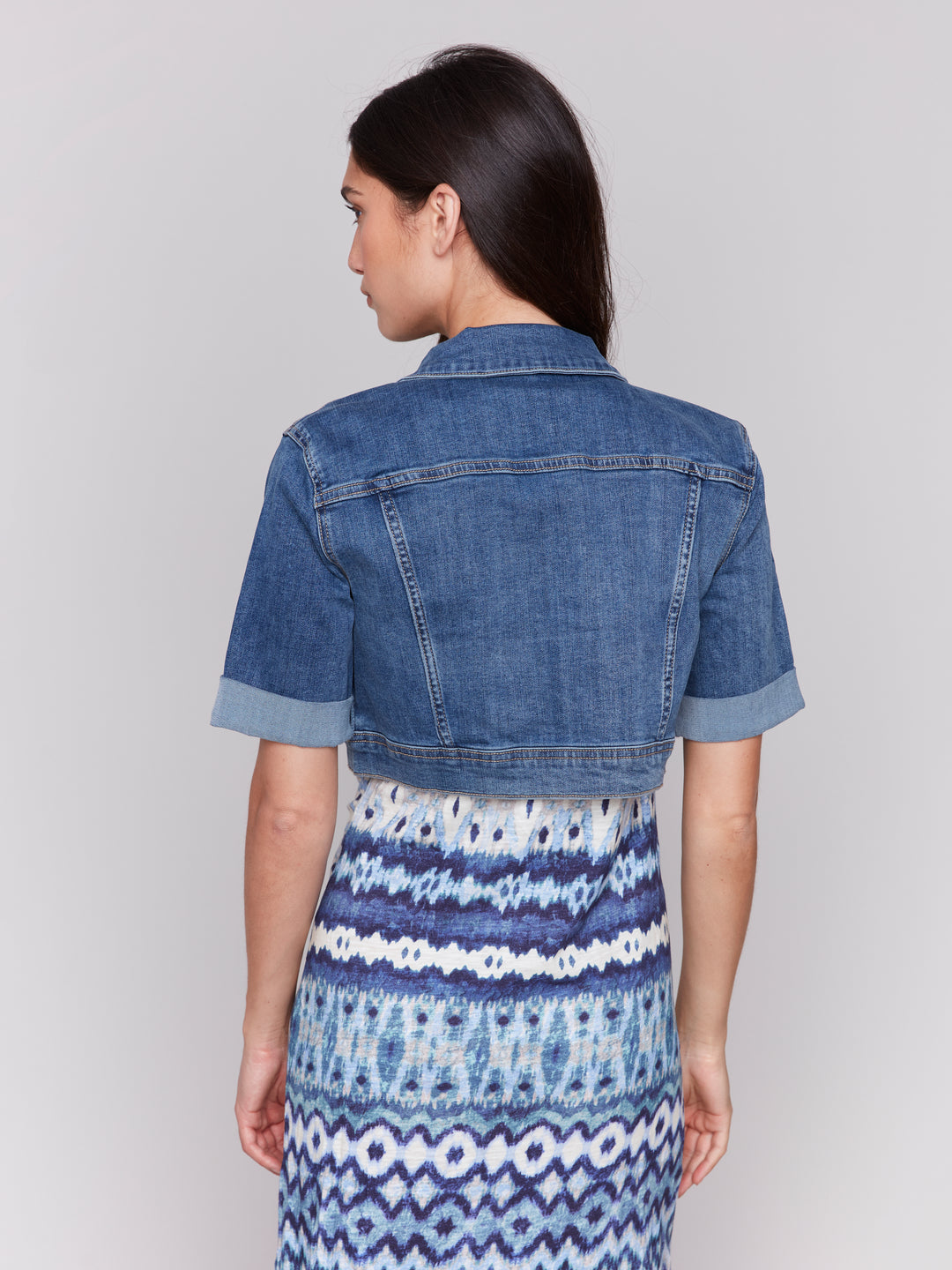 Medium Blue Cropped Jean Jacket