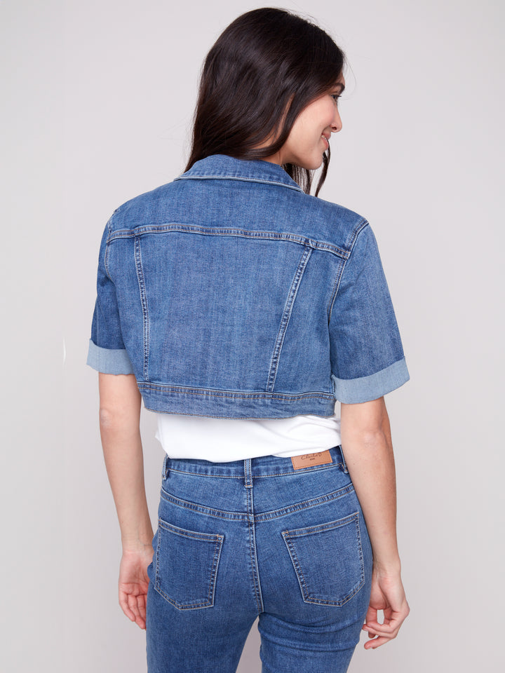 Medium Blue Cropped Jean Jacket