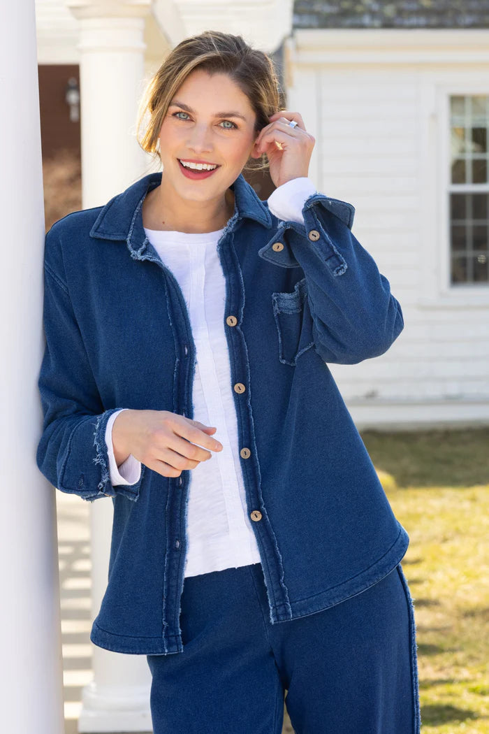 Medium Wash Anywhere French Terry Shacket