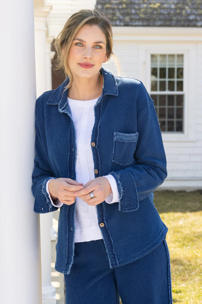Medium Wash Anywhere French Terry Shacket