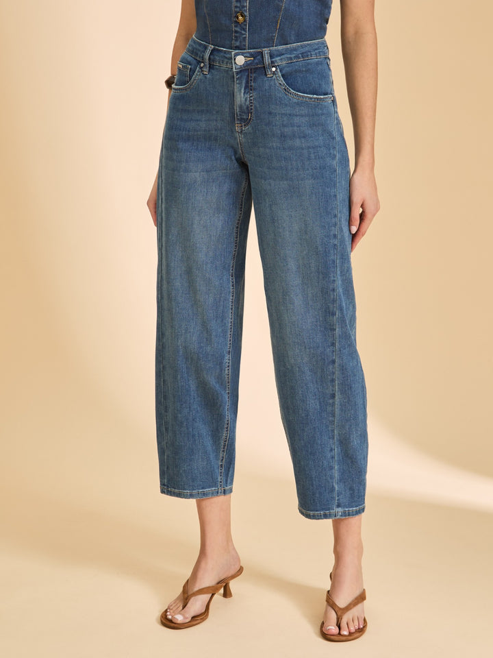 Medium Wash Girlfriend Barrel Ankle Jean