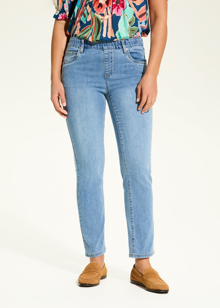 Medium Wash Pull On Straight Ankle Jean