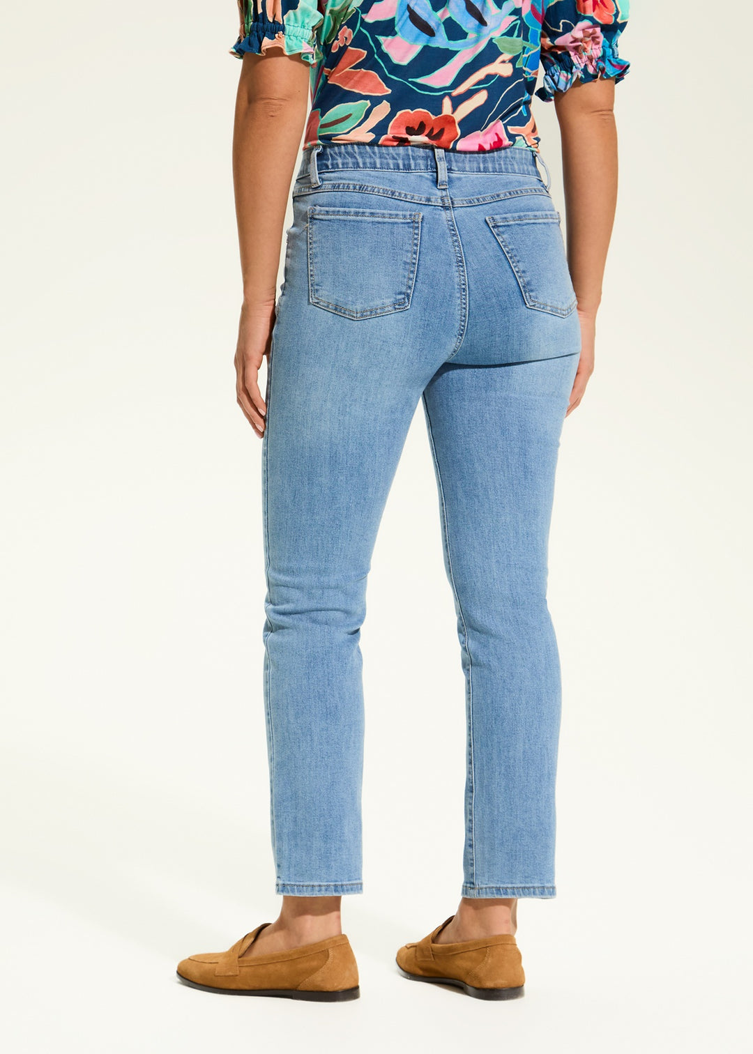 Medium Wash Pull On Straight Ankle Jean