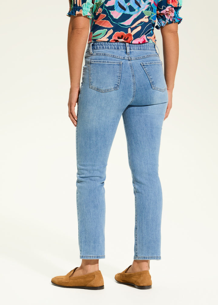 Medium Wash Pull On Straight Ankle Jean