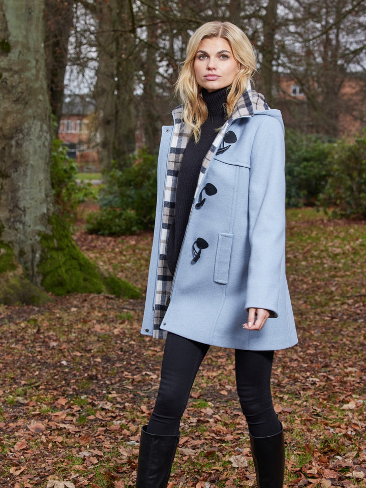 Mercedes Cloud Blue Wool Duffle Coat With Toggles