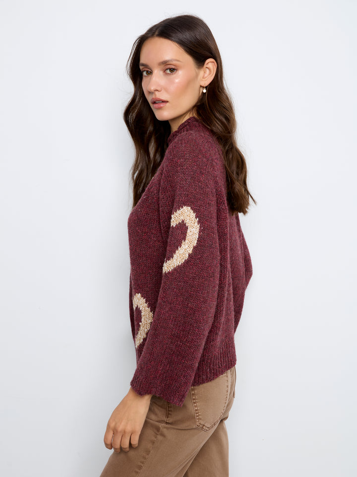 Merlot Heart Funnel Neck Sweater