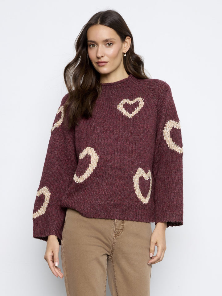 Merlot Heart Funnel Neck Sweater