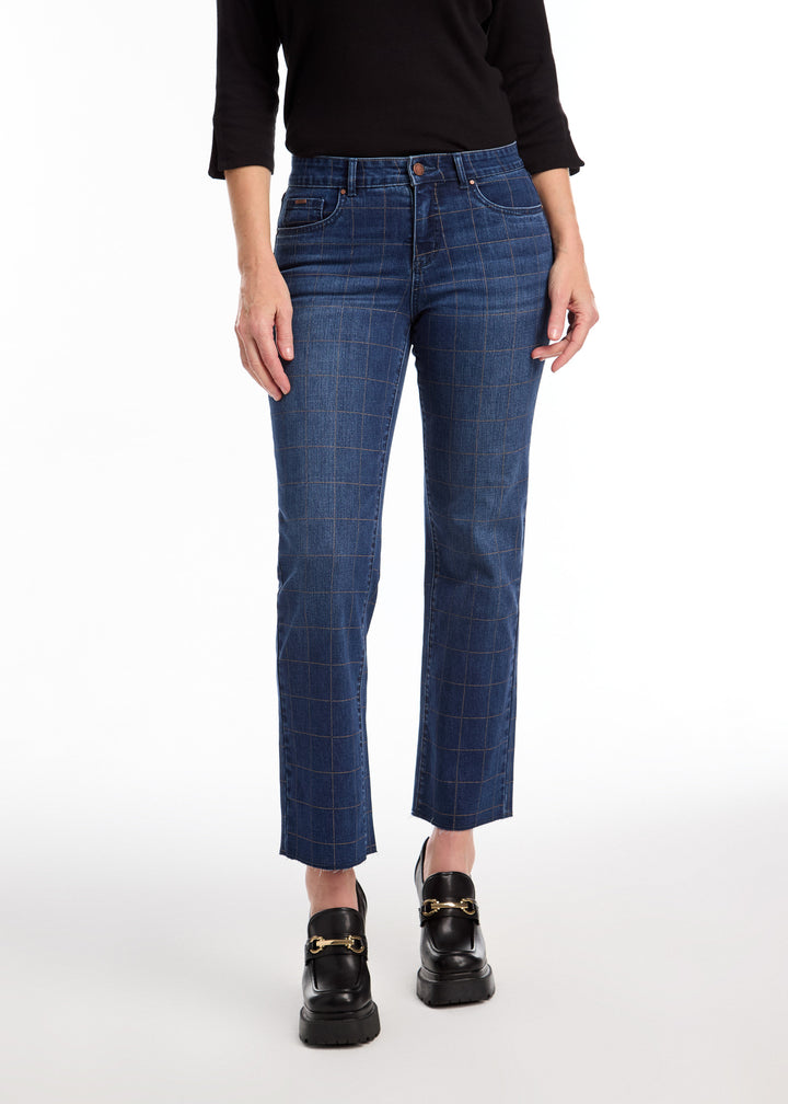 Metallic Check Christina Straight Ankle Jean