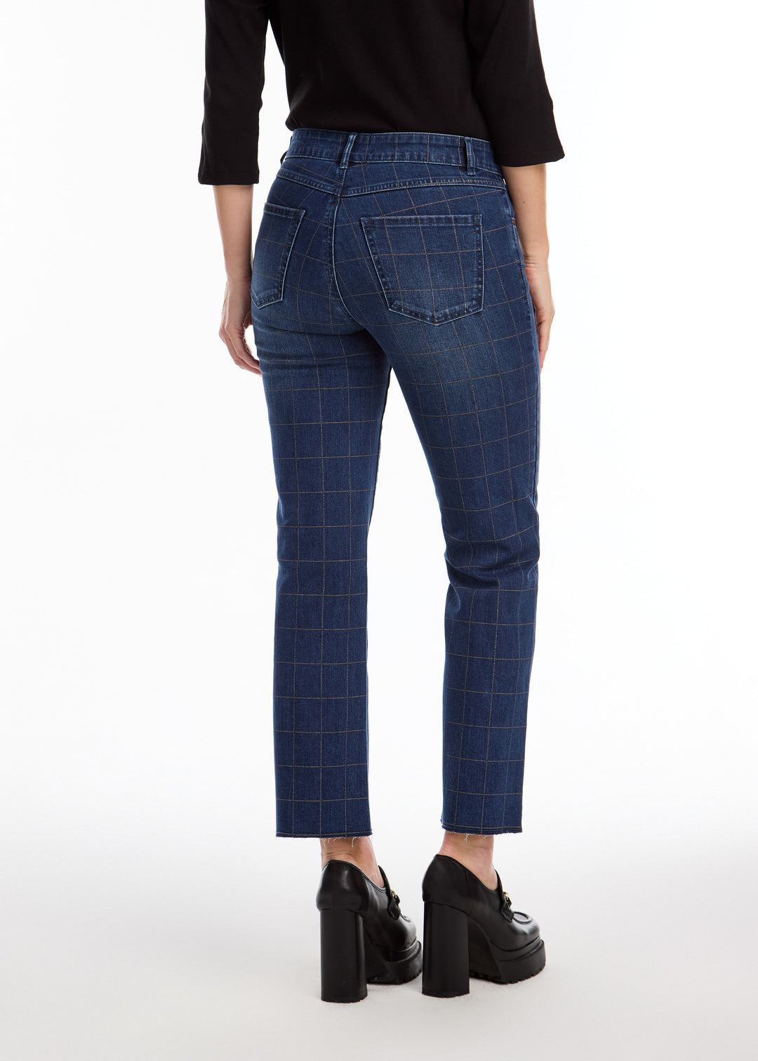 Metallic Check Christina Straight Ankle Jean