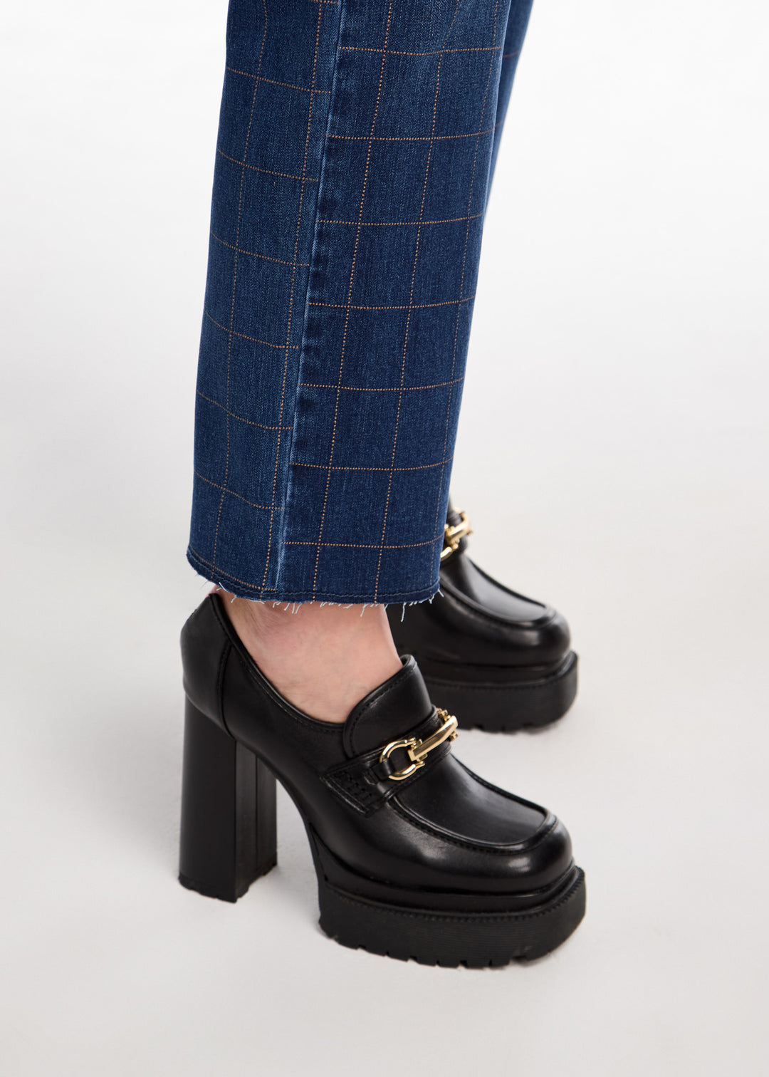 Metallic Check Christina Straight Ankle Jean