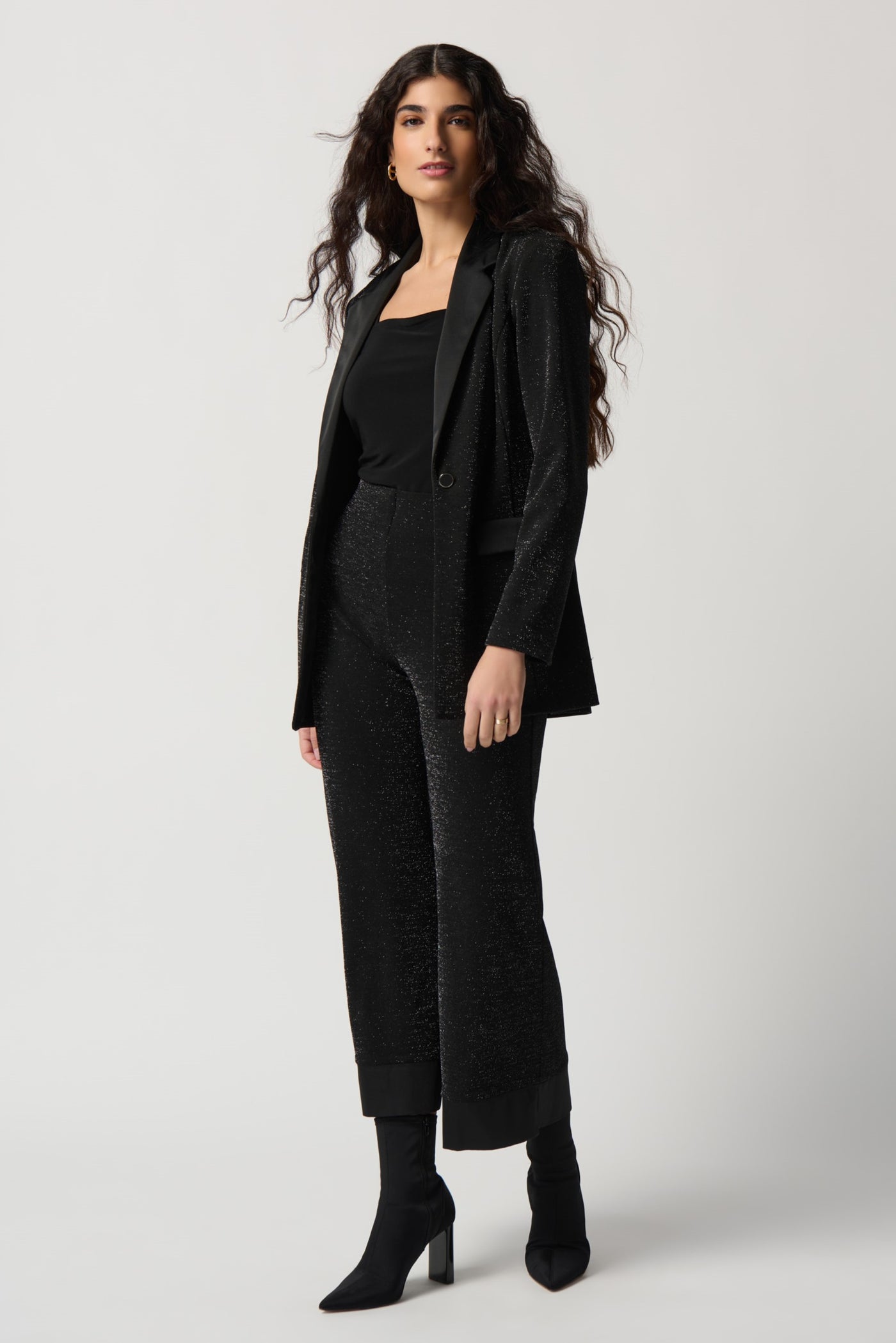 Metallic Knit Pull-On Culotte Pant