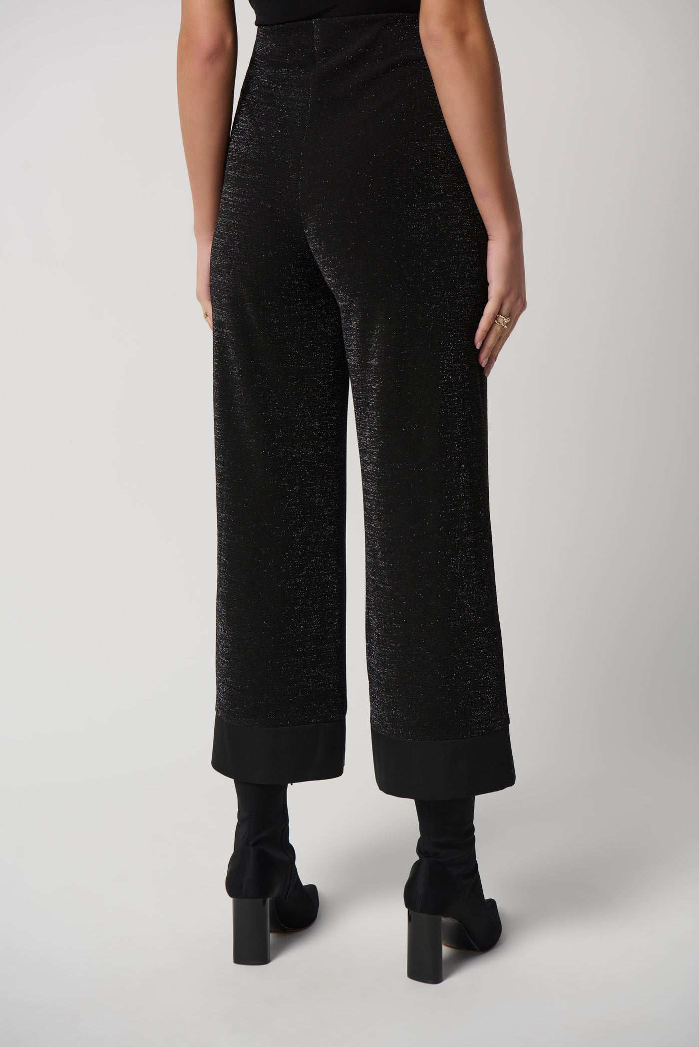 Metallic Knit Pull-On Culotte Pant