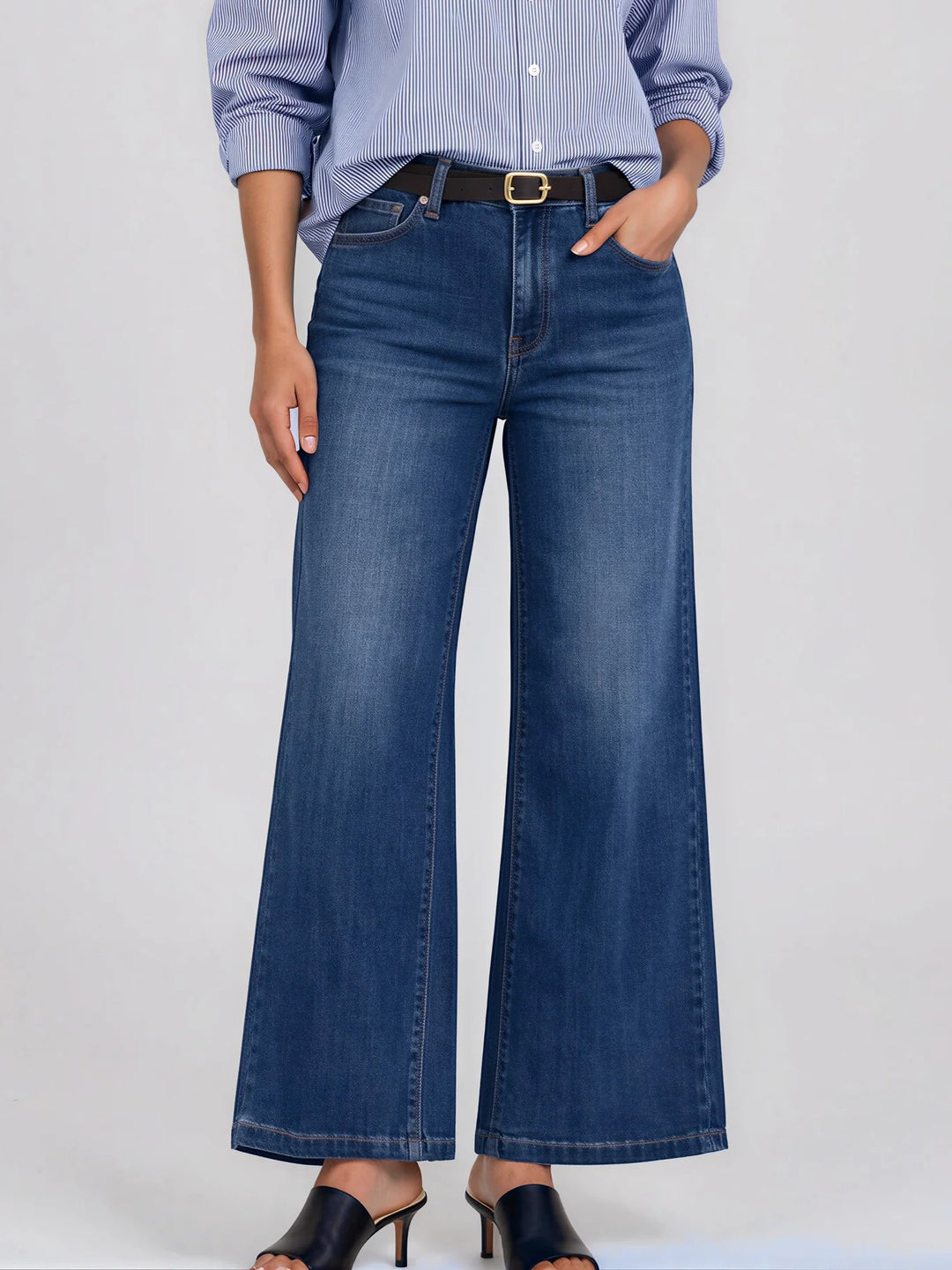 Mid Blue Wide Leg Jean