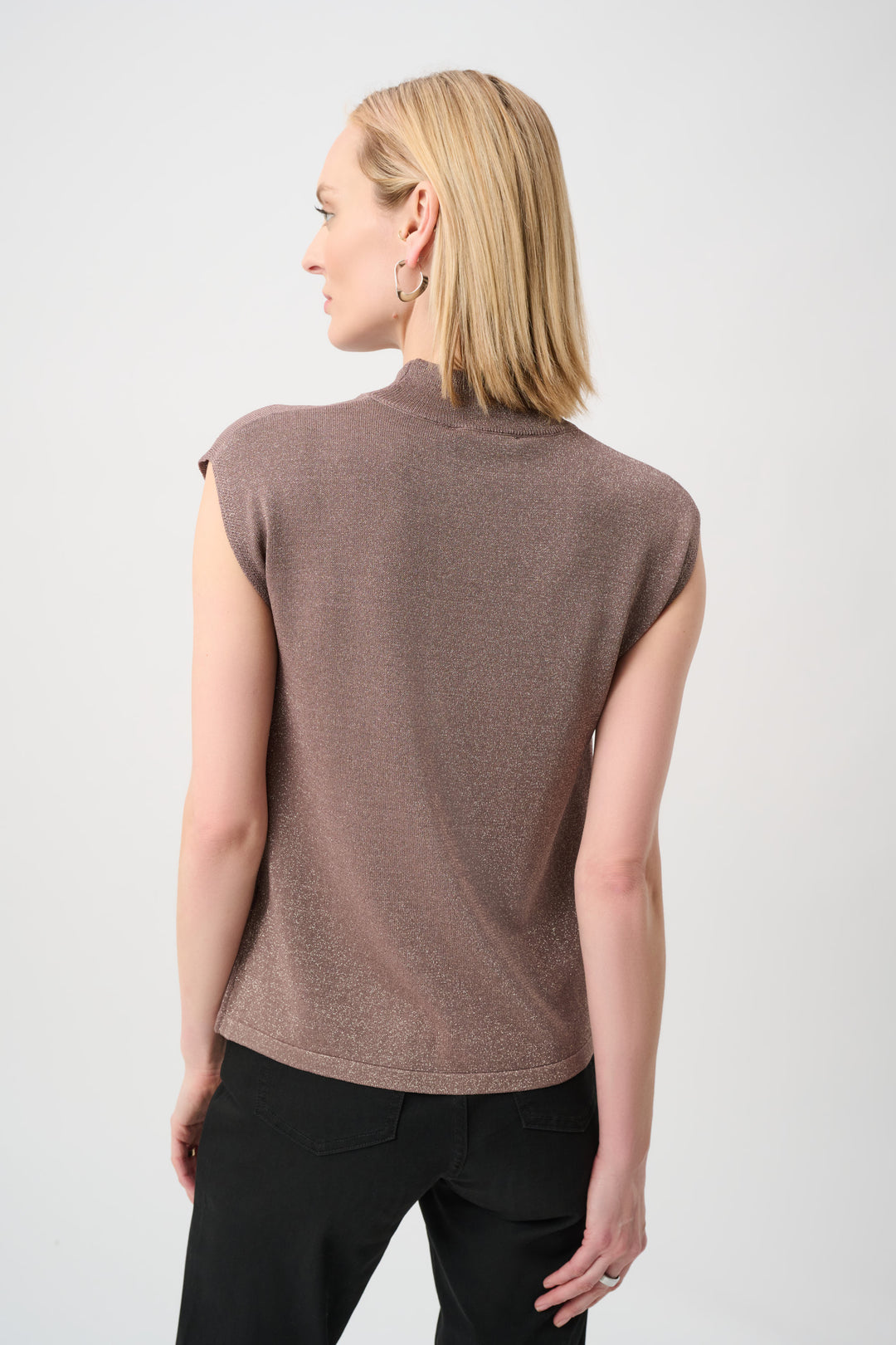 Mink Sweater Knit Sleeveless Pullover with Studded Detail